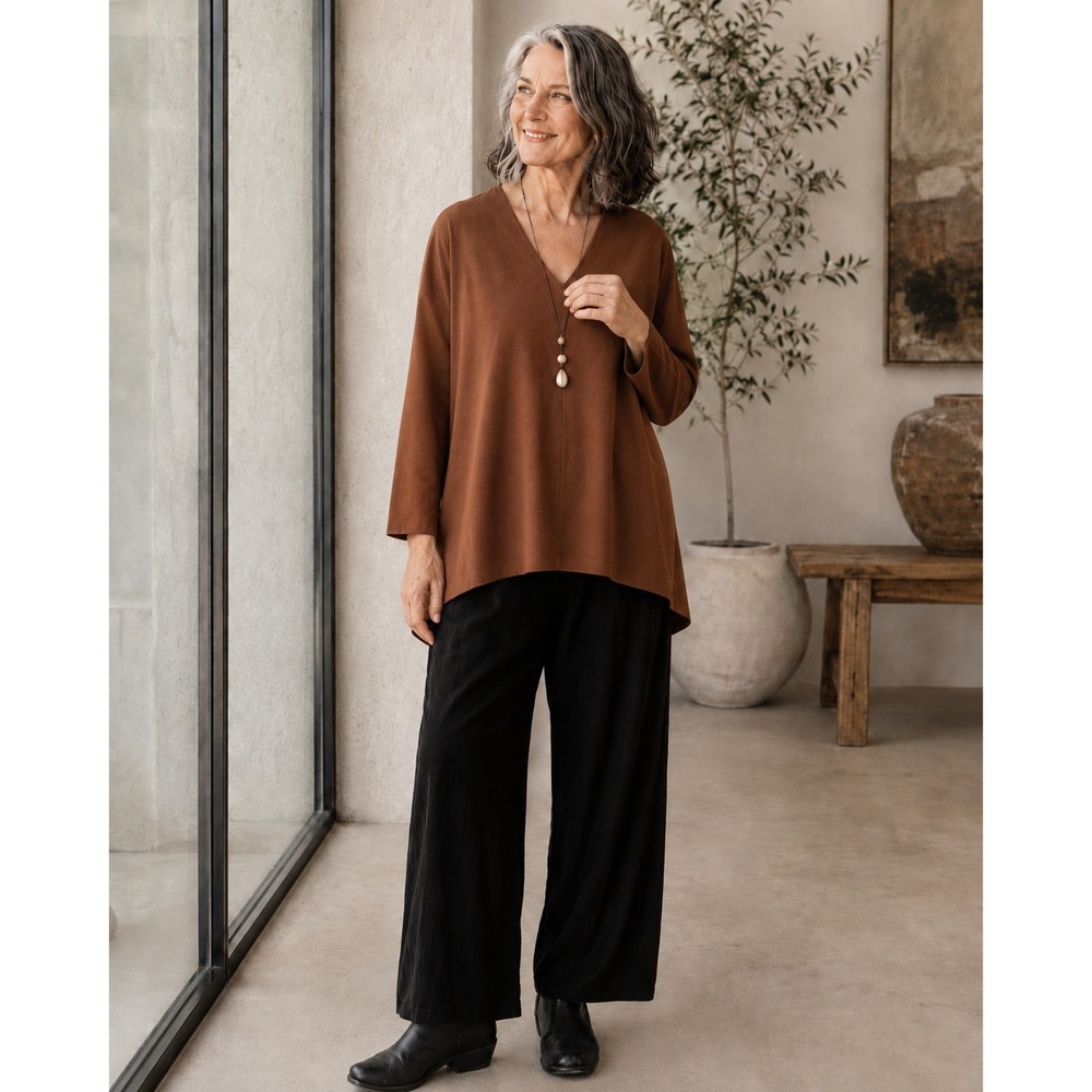 NWT Bryn Walker Sequoia Faux Suede Lagenlook Tunic Top Large